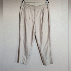 Express Women's Size 14R High Rise Ankle Beige Slim Straight Leg Dress Pants